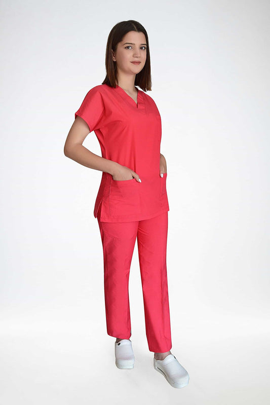 ბროწეულის ყვავილის ფერი.ტერისკოტონის სამედიცინო უნიფორმა, სკრაბი