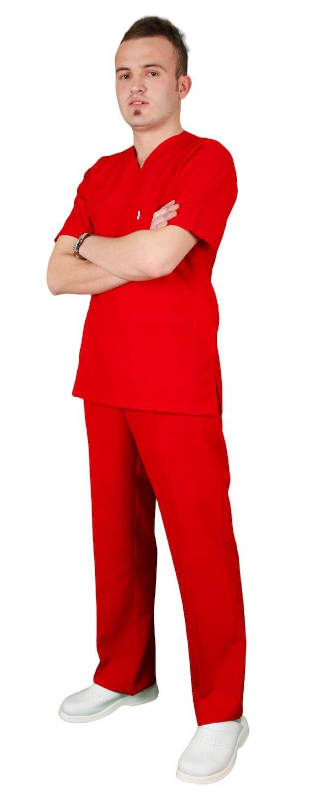 წითელი სამედიცინო სკრაბი. უნისექსი ექიმებისთვის და ექთნებისთვის.მედ. პერსონალისთვის