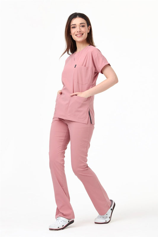 ბრინჯაოსფერი ვარდისფერი. ალპაკა. სამედიცინო სკრაბი. უნისექსი ექიმებისთვის და ექთნებისთვის.მედ. პერსონალისთვის