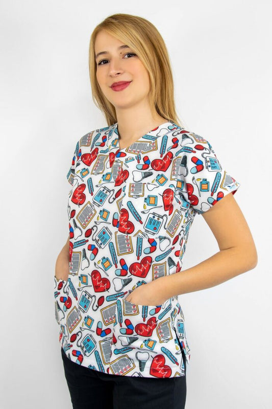 თეთრი, პირველადი დახმარების პრინტიანი, ელასტიური სამედიცინო სკრაბი -  ზედა