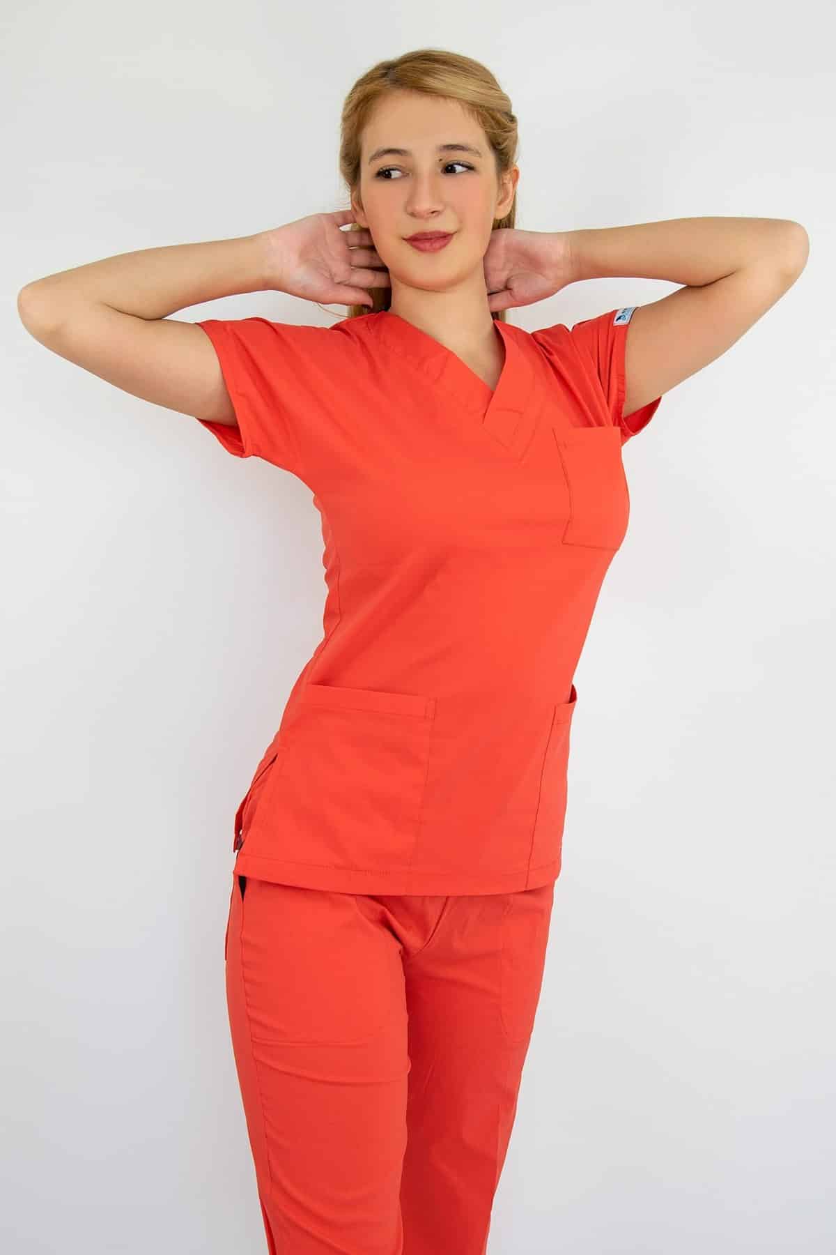 ღია ატმისფერი ტერისკოტონის სამედიცინო უნიფორმა, სკრაბი