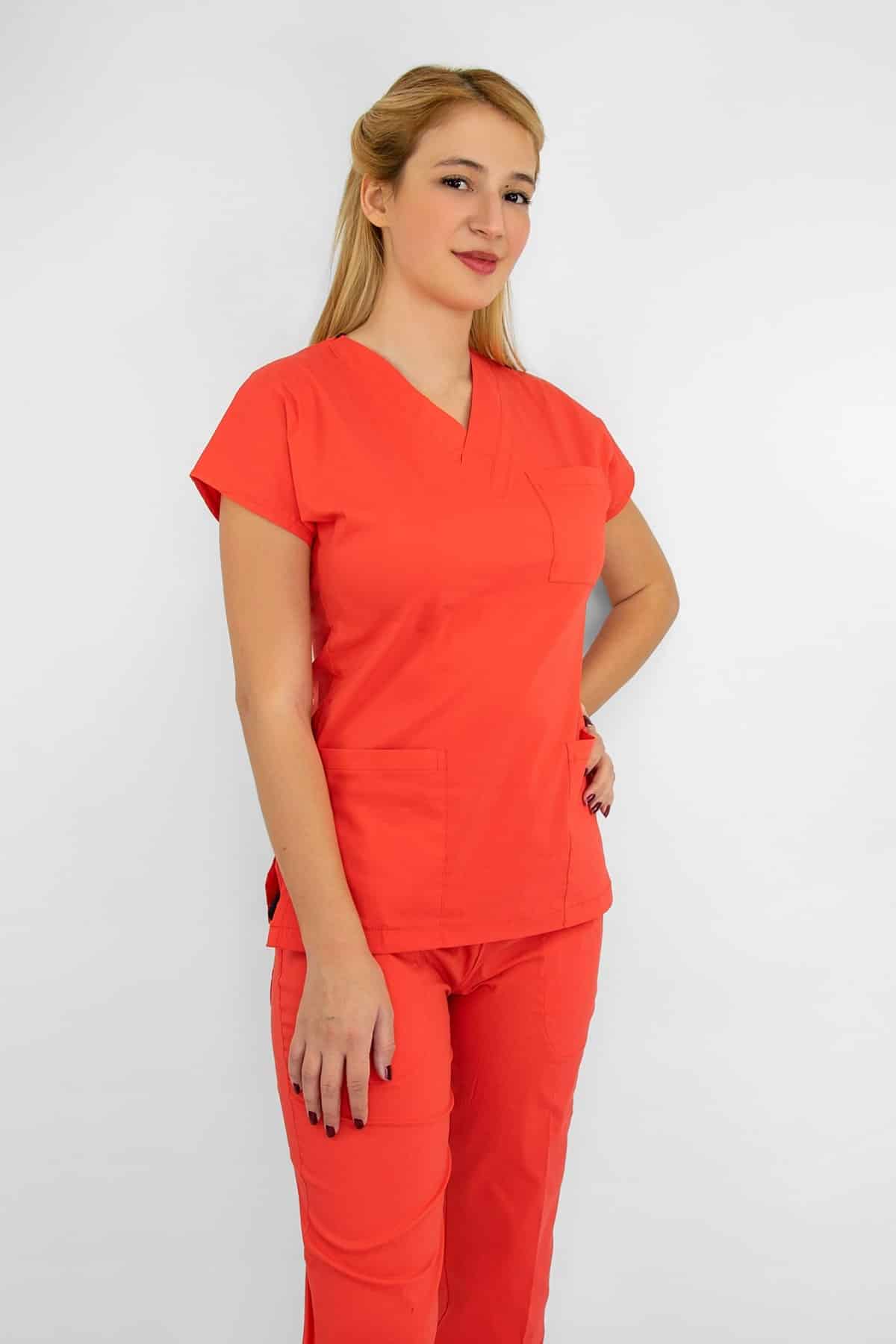 ღია ატმისფერი ტერისკოტონის სამედიცინო უნიფორმა, სკრაბი