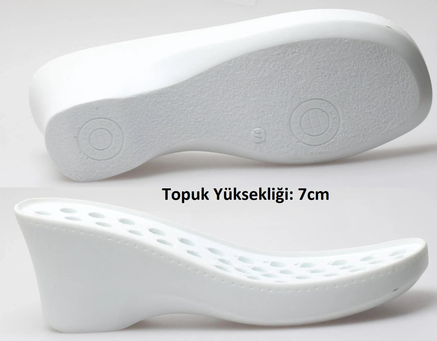 თეთრი, ნახვრეტებიანი, რბილი ქუსლიანი ქალის ორთოპედიული ყოველდღიური ჩუსტები "საბო" ექთნისთვის, ექიმისთვის, მზარეულისთვის