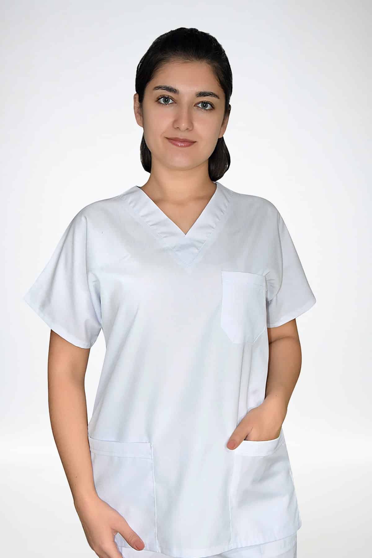 თეთრი ალპაკა.სამედიცინო სკრაბი. უნისექსი ექიმებისთვის და ექთნებისთვის.მედ. პერსონალისთვის