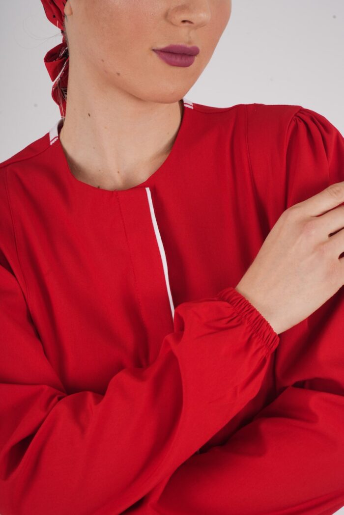 წითელი რბილი ლიკრას სამედიცინო კომპლექტი ექთნისთვის/ექიმისთვის