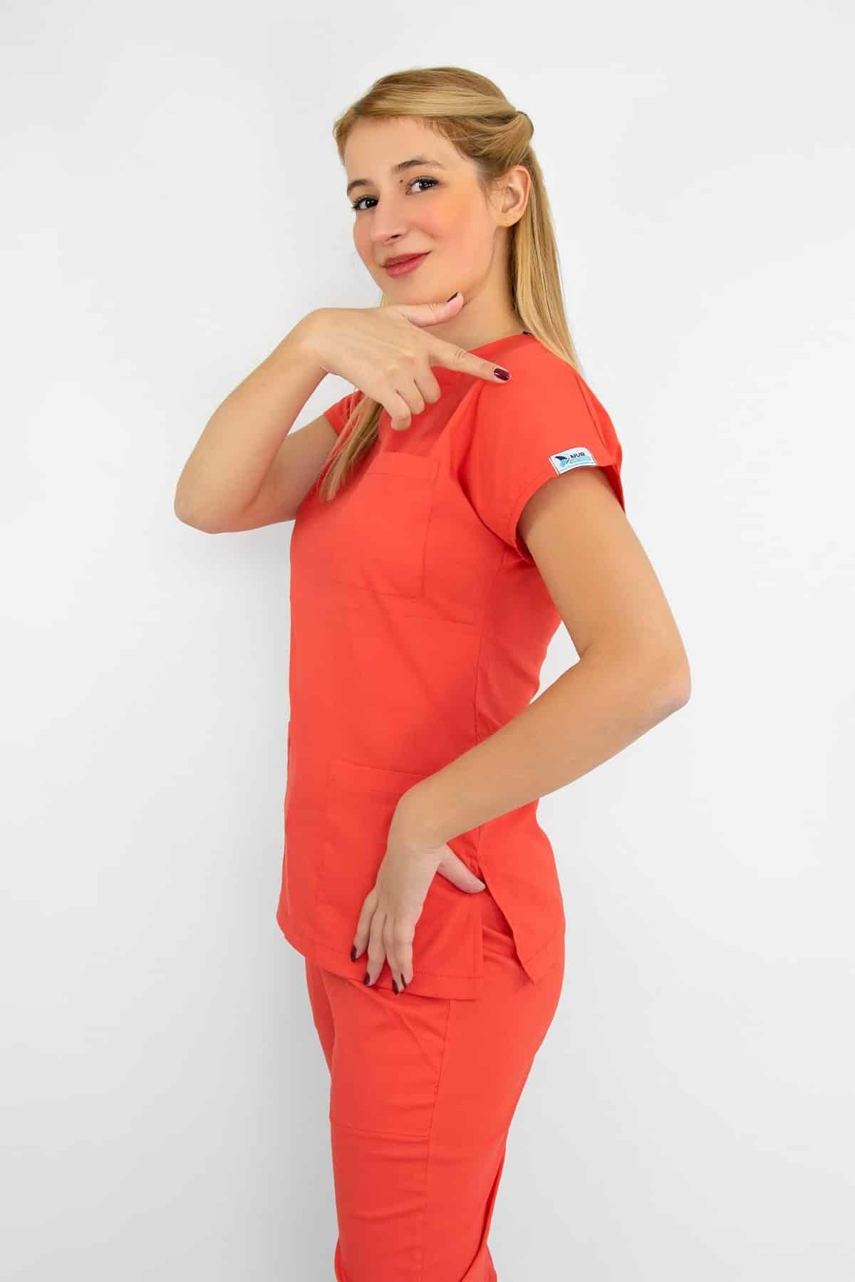 ღია ატმისფერი ტერისკოტონის სამედიცინო უნიფორმა, სკრაბი