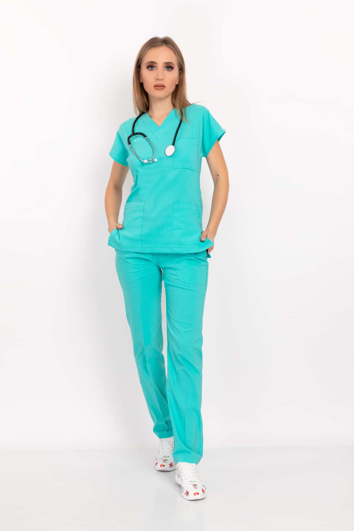 მენტოლის მწვანე ელასტიური უნისექს ქირურგიული სკრაბები