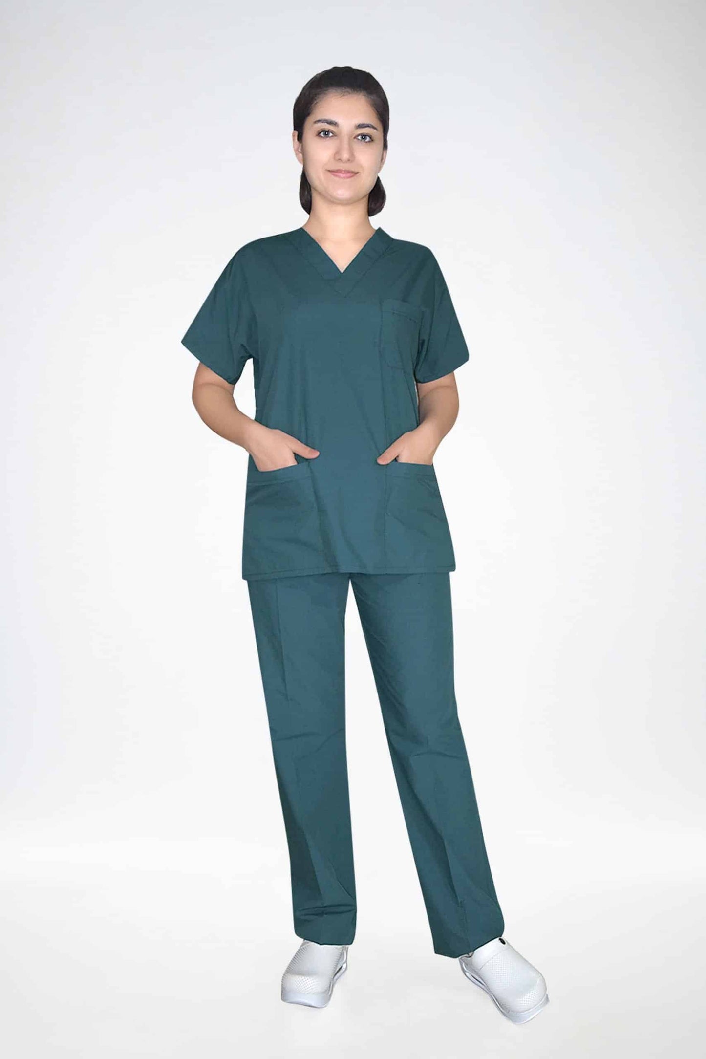 მუქი მწვანე ტერიკოტონის ზედა და ქვედა ნაწილების ნაკრები