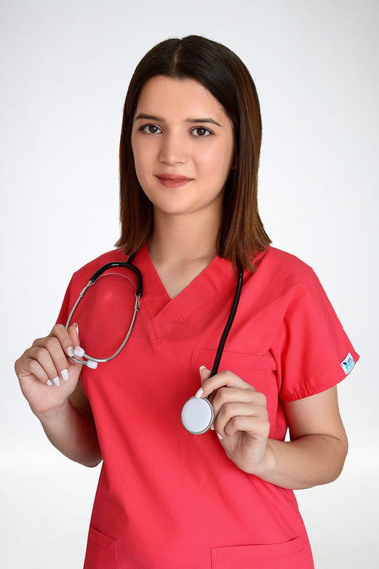 ბროწეულის  ყვავილის ფერი.ტერისკოტონის სამედიცინო უნიფორმა, სკრაბი