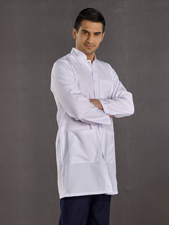 თეთრი მამაკაცის სამედიცინო ხალათი, ალპაკას ქსოვილი, "ჯაჯის" საყელოთი