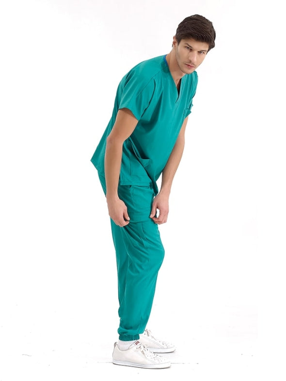 ქირურგიული მწვანე ექიმის, ექთნის სამედიცინო სკრაბების ნაკრები, ლუქს ლიკრას ქსოვილი