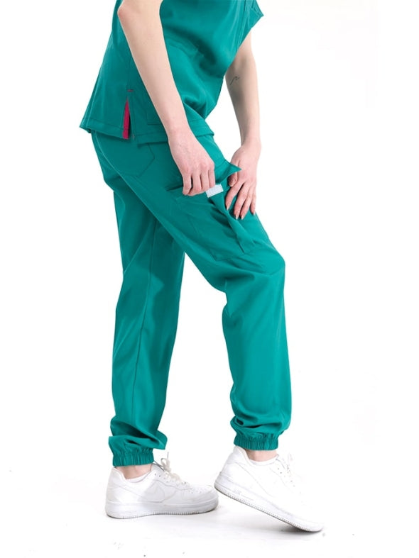 ქირურგიული მწვანე ექიმის, ექთნის სამედიცინო სკრაბების ნაკრები, ლუქს ლიკრას ქსოვილი