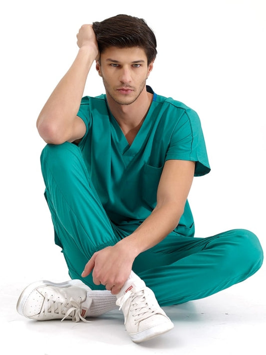 ქირურგიული მწვანე ექიმის, ექთნის სამედიცინო სკრაბების ნაკრები, ლუქს ლიკრას ქსოვილი