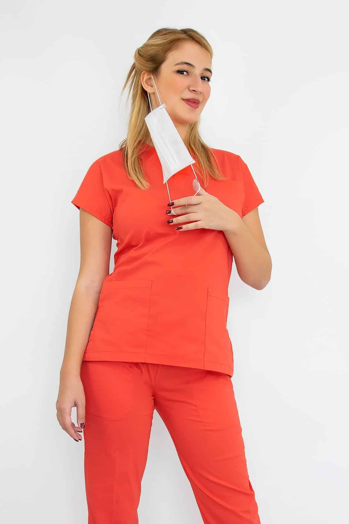 ღია ატმისფერი ტერისკოტონის სამედიცინო უნიფორმა, სკრაბი