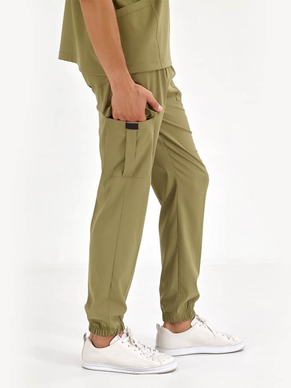 ხაკის ფერის საბაზისო სამედიცინო სკრაბების ნაკრები ექიმისთვის, ექთნისთვის, ფუფუნებილი ლაიკრას ქსოვილისგან