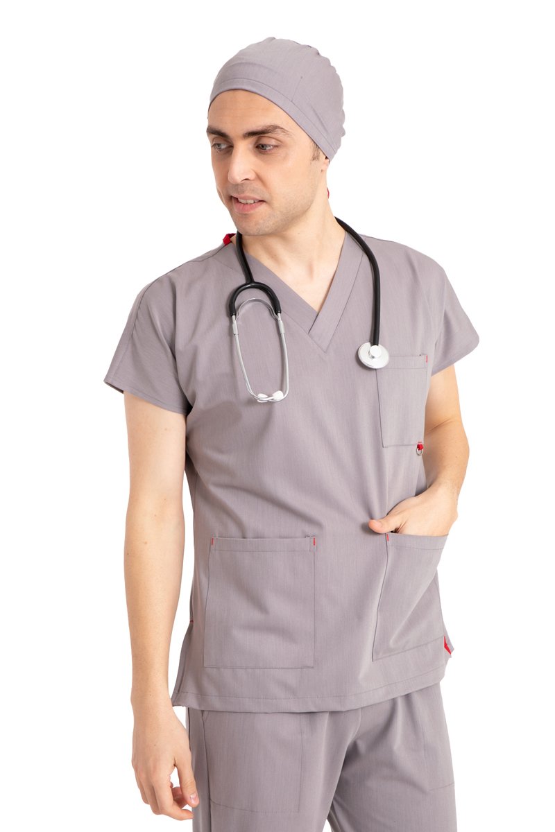 მამაკაცის ელასტიური ბამბის ღია ნაცრისფერი