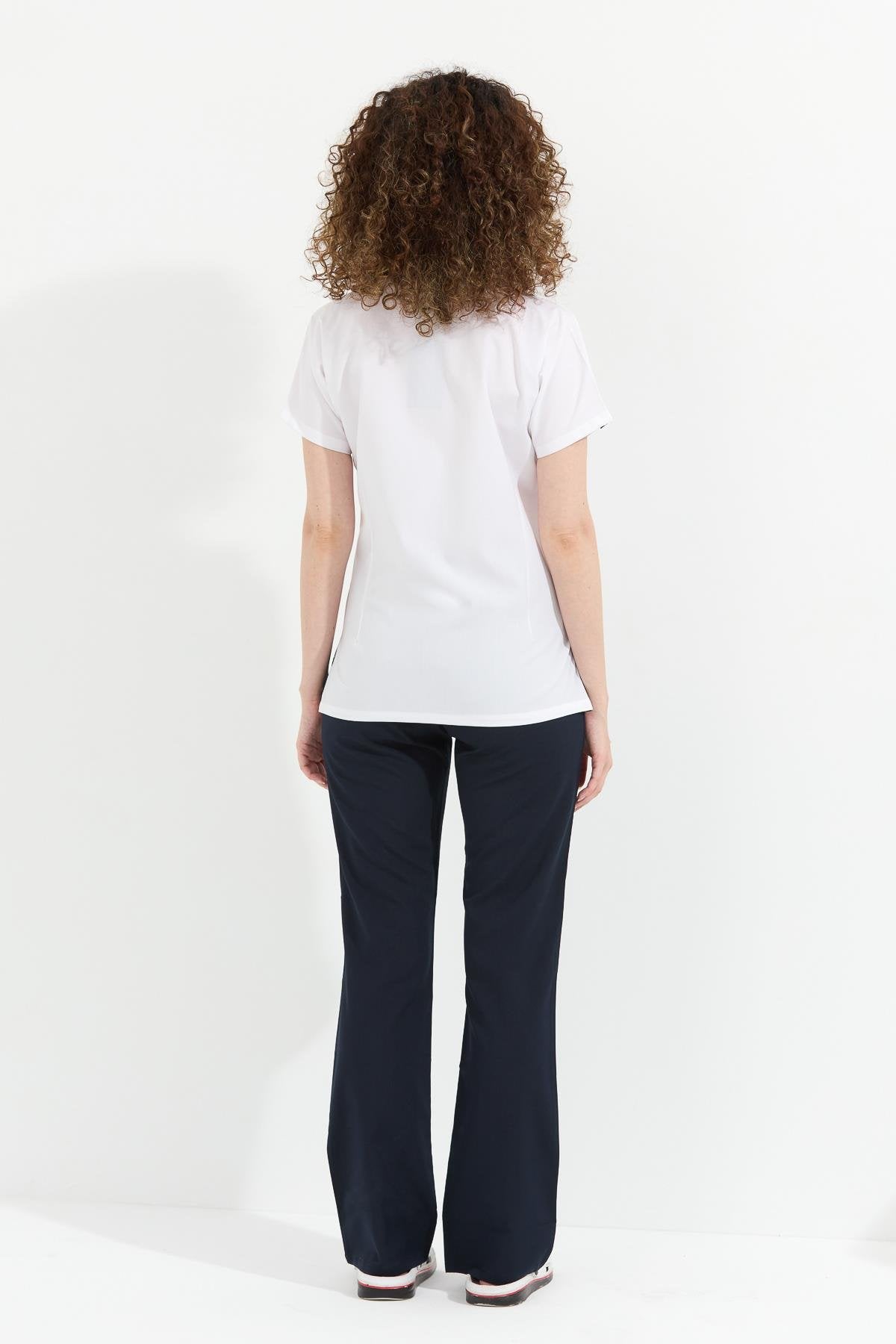 ლიკრის ექიმის/ექთნის უნიფორმის ნაკრები, თეთრი, მუქი ლურჯი