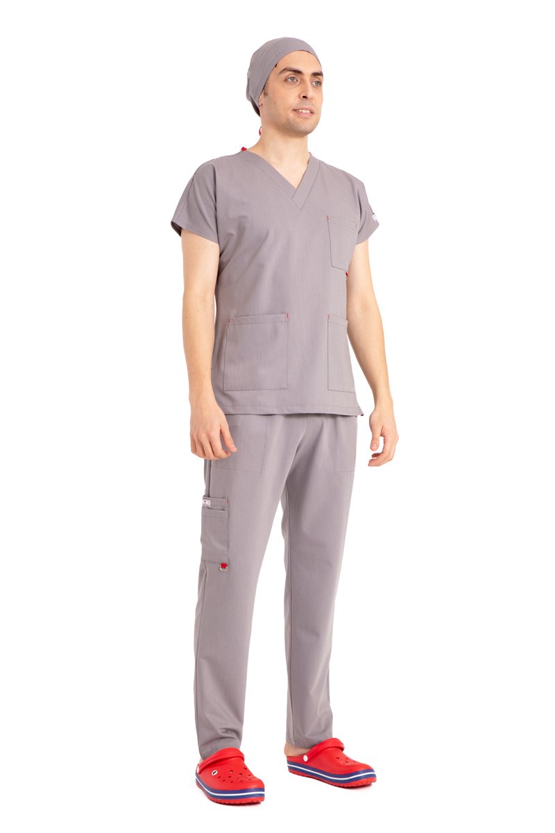 მამაკაცის ელასტიური ბამბის ღია ნაცრისფერი