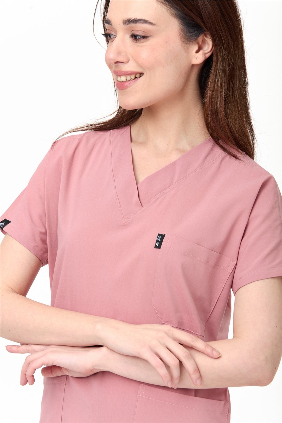 ბრინჯაოსფერი ვარდისფერი. ალპაკა. სამედიცინო სკრაბი. უნისექსი ექიმებისთვის და ექთნებისთვის.მედ. პერსონალისთვის